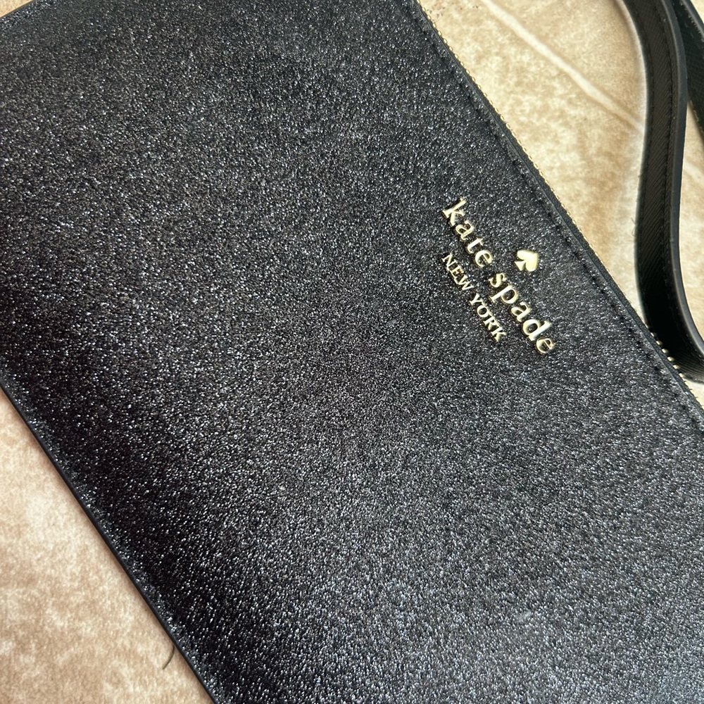 Kate Spade Black Sparkle Wristlet Wallet